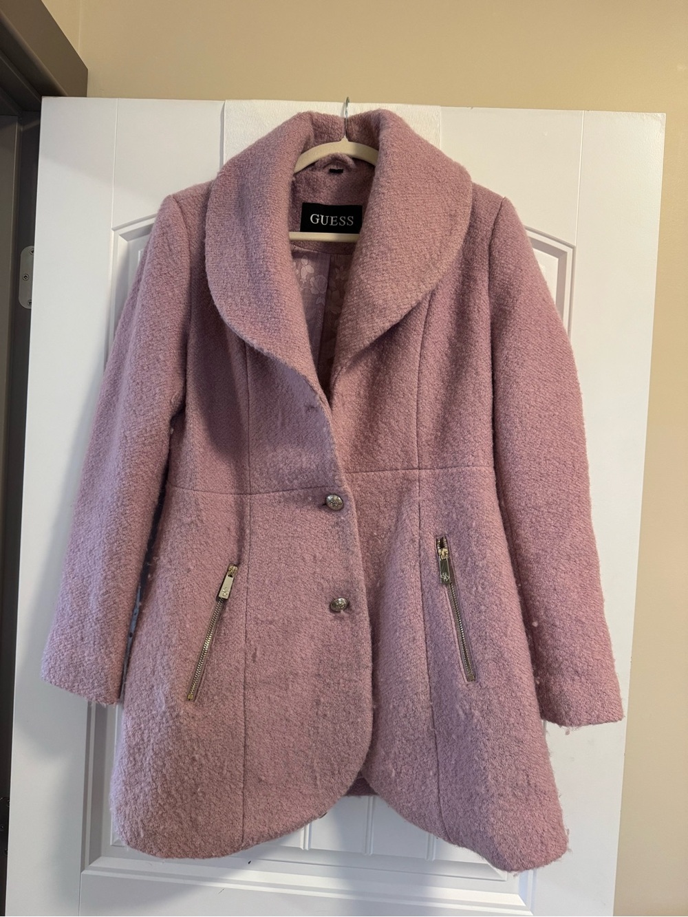 GUESS Dusty Pink Wool Blend Coat Size M